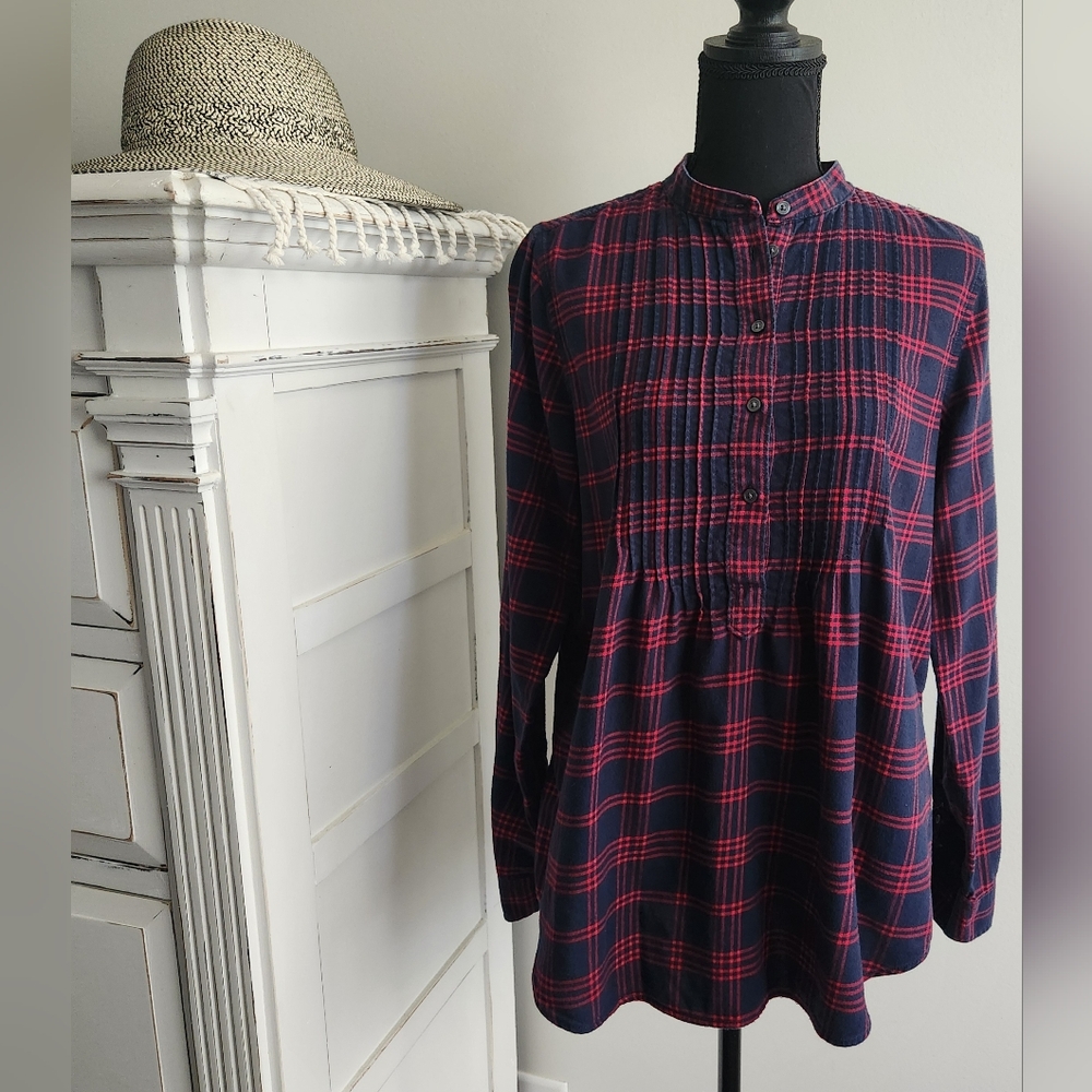 LAND'S END PLAID TOP